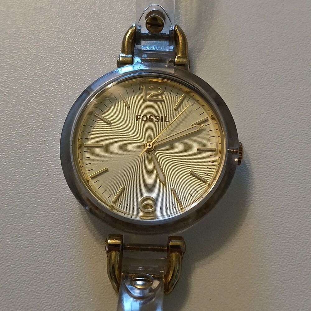 Fossil Women's ES3482 Georgia Gold-Tone & Clear Resin Bangle Watch